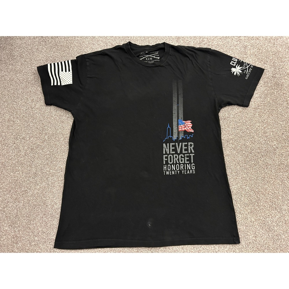 Grunt Style T-Shirt Mens XL Black Good Never Forget 9/11 20th Anniversary Tee